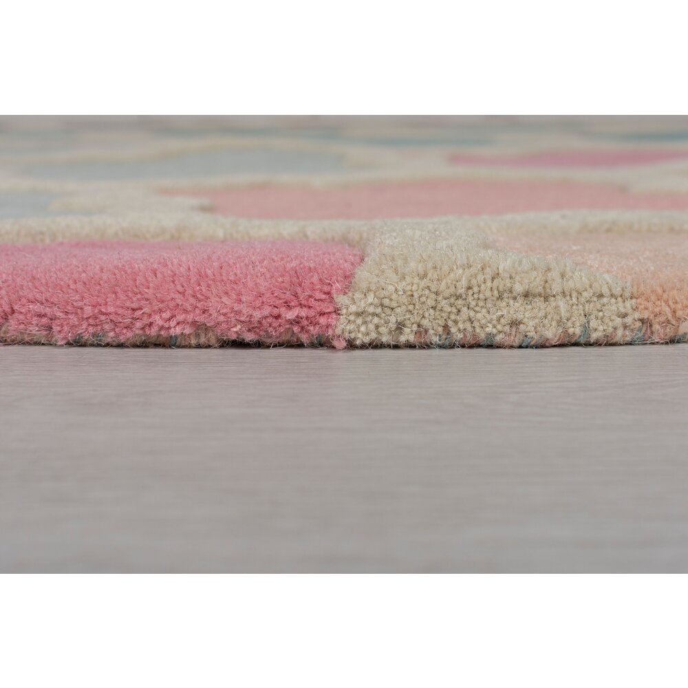 Flycarpets LOPER - REVERIE MODERN LAAGPOLIG - 100% WOL - BAROK DESIGN - ROZE / BLAUW 60x230 CM