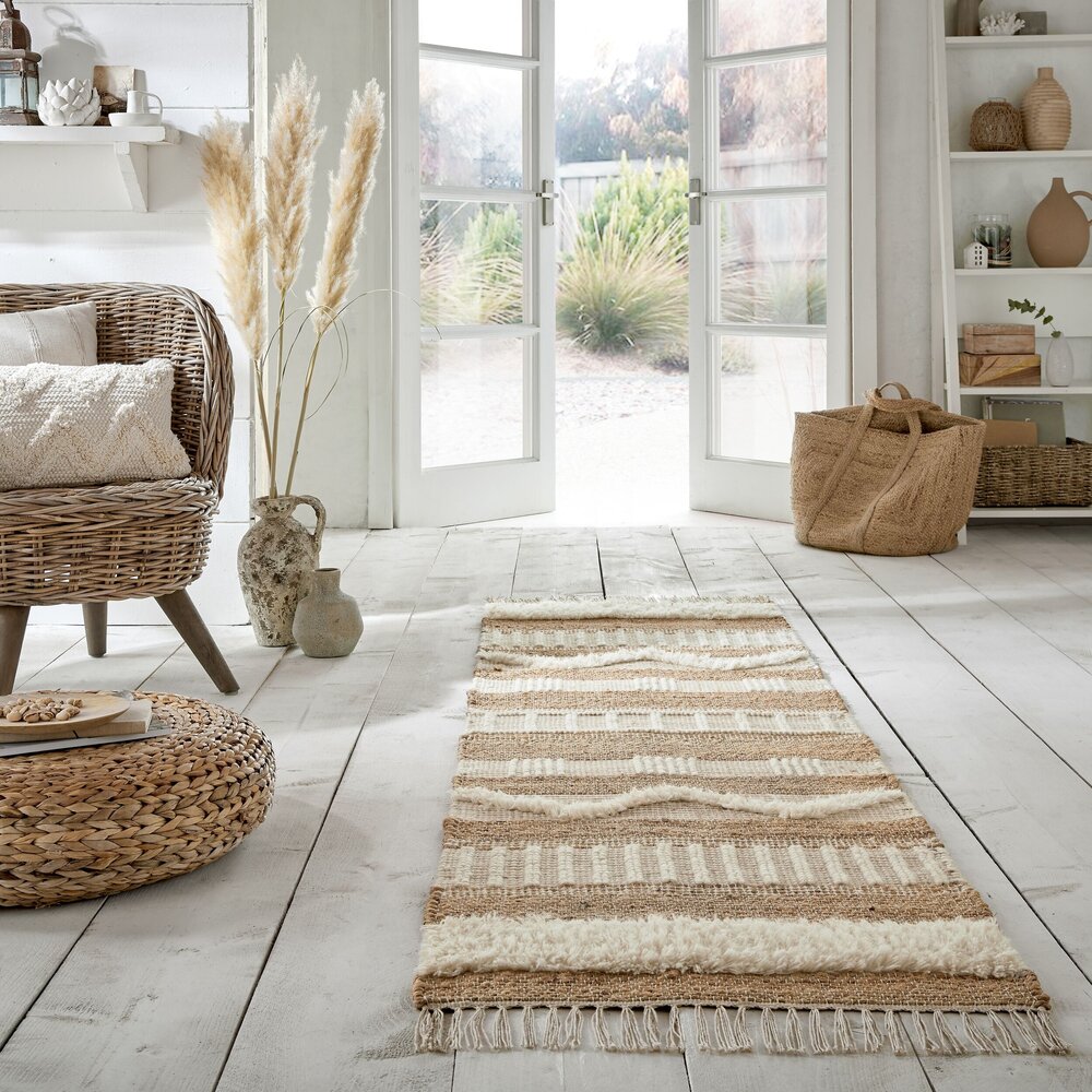 Loper - Medina Modern Jute - Laagpolig - Naturel / Crème 60X230 Cm Loper - Medina Modern Jute - Laagpolig - Naturel / Crème 60X230 Cm