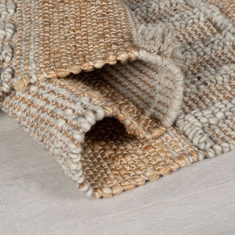 Flycarpets LOPER - MEDINA MODERN JUTE - LAAGPOLIG - NATUREL / GRIJS 60x230 CM