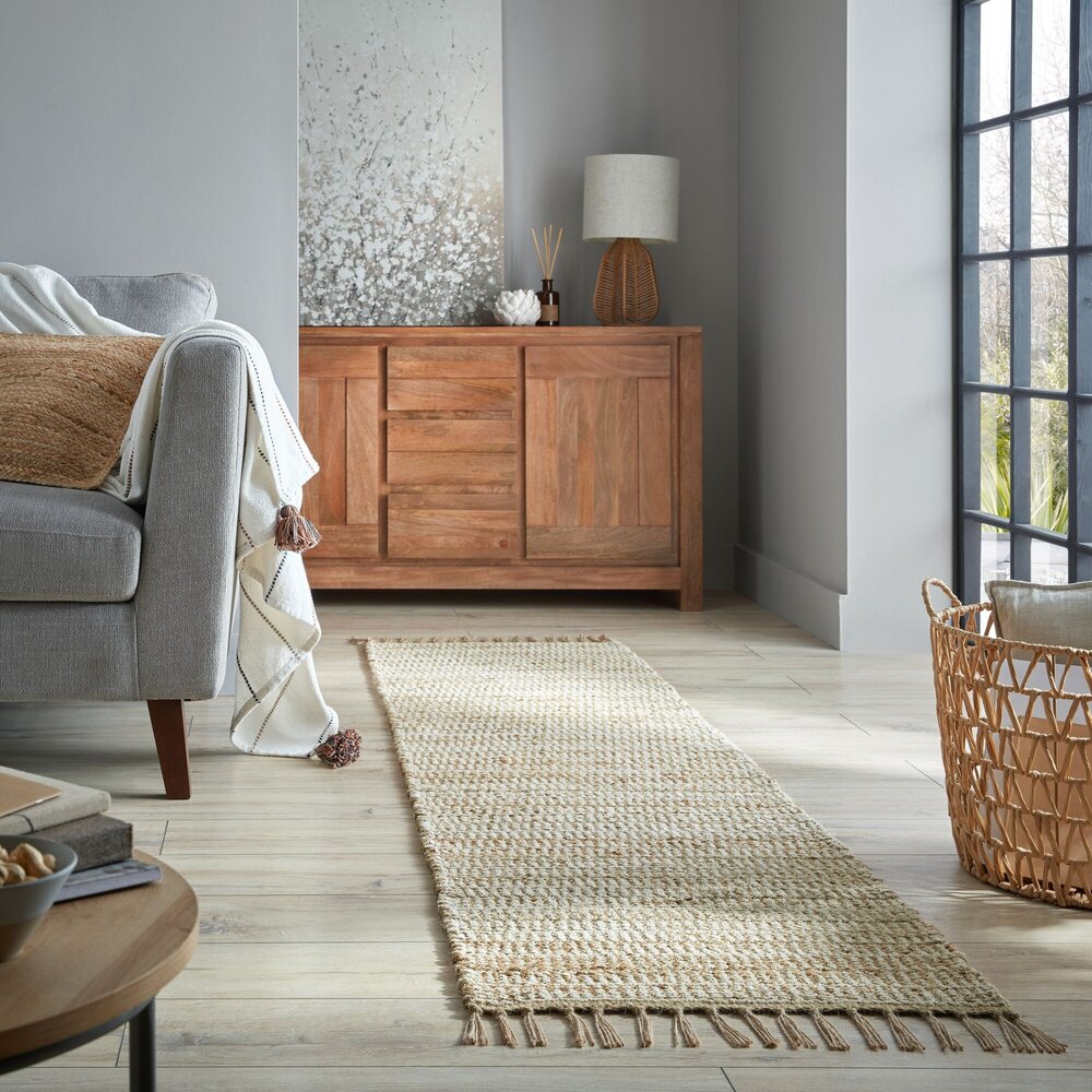 Loper - Levi Jute Modern Effen Handgeweven - Laagpolig - Naturel 60X230 Cm Loper - Levi Jute Modern Effen Handgeweven - Laagpolig - Naturel 60X230 Cm