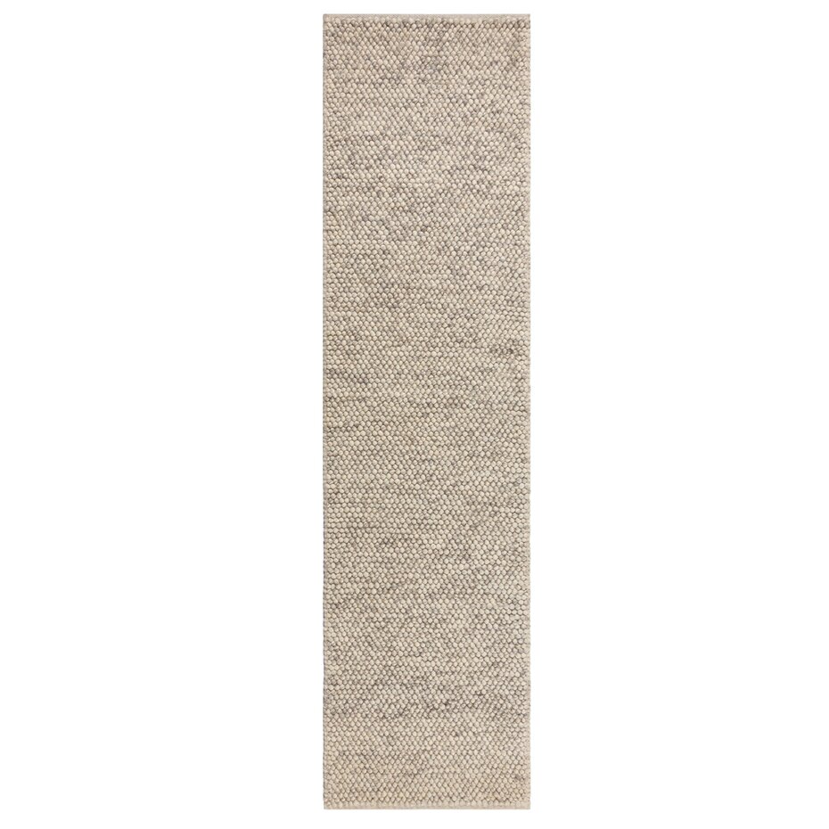 Loper - Minerals Uni Modern Laagpolig - Wol - Bolletjes - Naturel / Beige 60X230 Cm