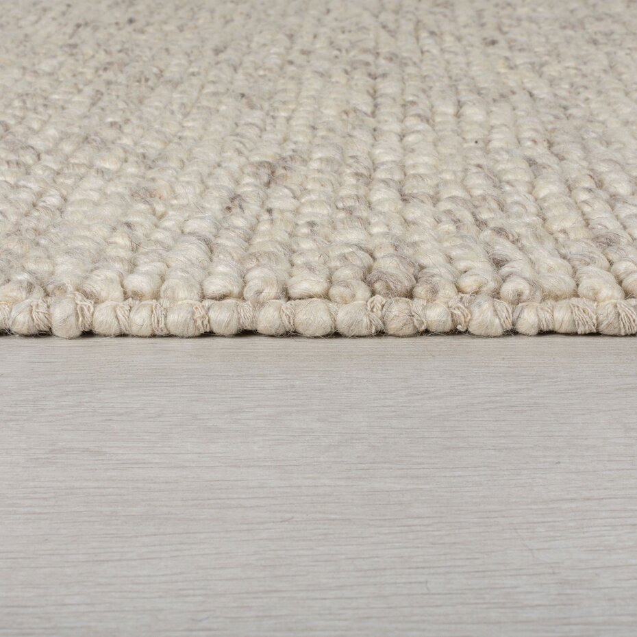 Loper - Minerals Uni Modern Laagpolig - Wol - Bolletjes - Naturel / Beige 60X230 Cm