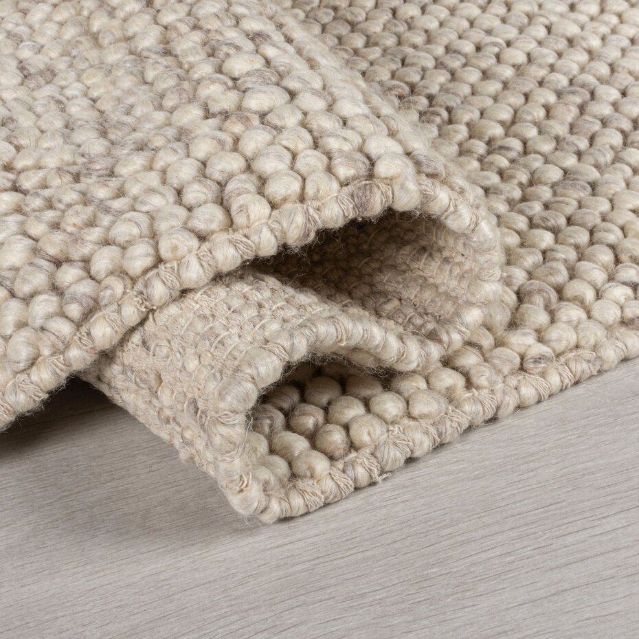 Loper - Minerals Uni Modern Laagpolig - Wol - Bolletjes - Naturel / Beige 60X230 Cm