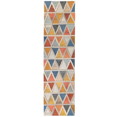 Loper - Moretz Modern Laagpolig - 100% Wol - Geo - Multi 60X230 Cm