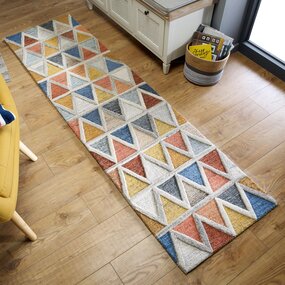 Loper - Moretz Modern Laagpolig - 100% Wol - Geo - Multi 60X230 Cm