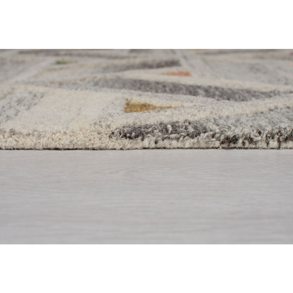 Flycarpets LOPER - RIVER MODERN LAAGPOLIG - 100% WOL - GEO - GRIJS / MULTI 60x230 CM