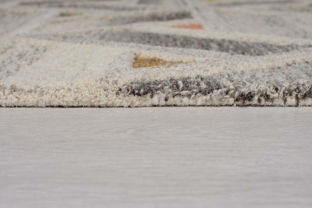 Loper - River Modern Laagpolig - 100% Wol - Geo - Grijs / Multi 60X230 Cm Loper - River Modern Laagpolig - 100% Wol - Geo - Grijs / Multi 60X230 Cm