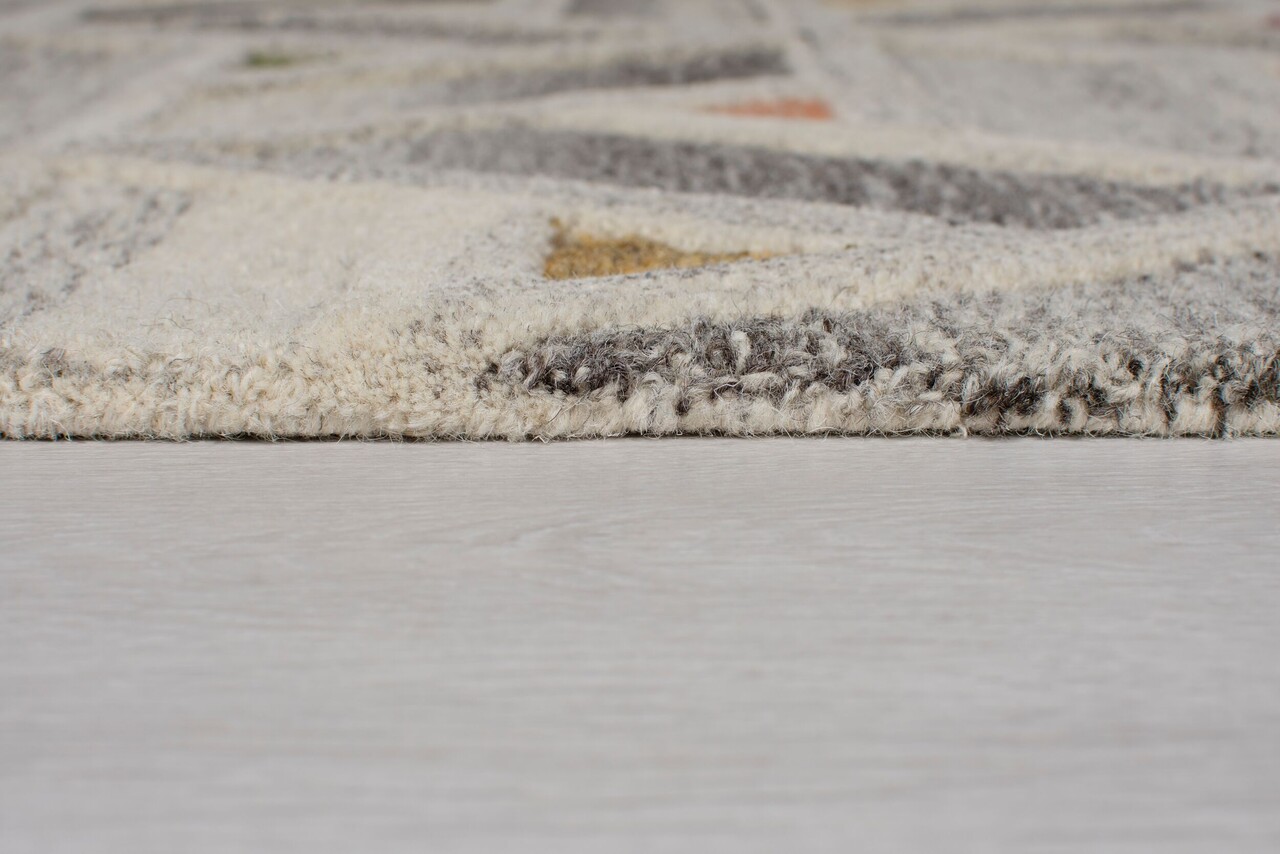 Loper - River Modern Laagpolig - 100% Wol - Geo - Grijs / Multi 60X230 Cm Loper - River Modern Laagpolig - 100% Wol - Geo - Grijs / Multi 60X230 Cm