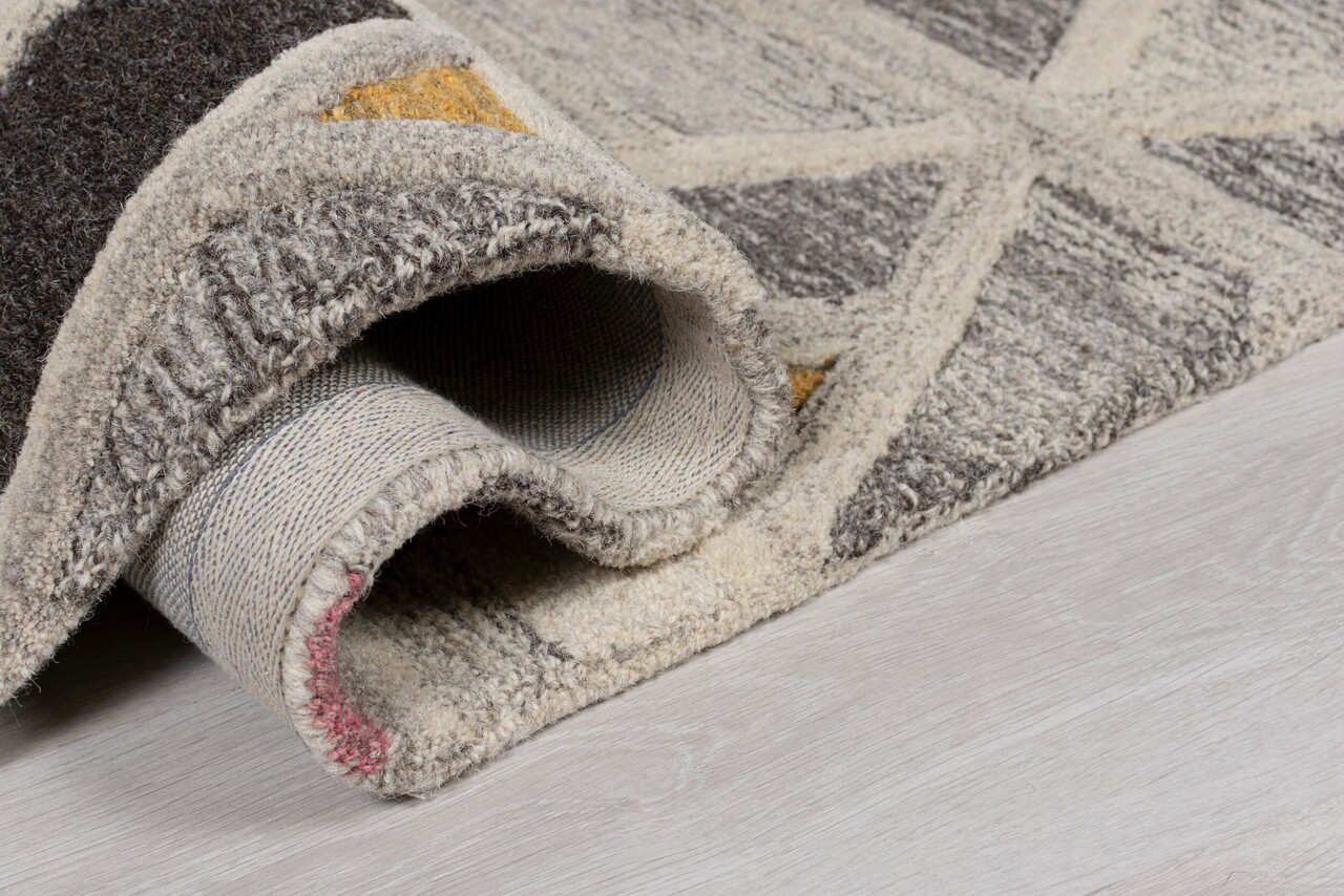 Loper - River Modern Laagpolig - 100% Wol - Geo - Grijs / Multi 60X230 Cm Loper - River Modern Laagpolig - 100% Wol - Geo - Grijs / Multi 60X230 Cm
