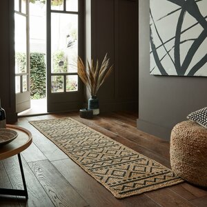 Flycarpets LOPER - LUIS MODERN LAAGPOLIG - JUTE - NATUREL / BEIGE / ZWART 60x230 CM