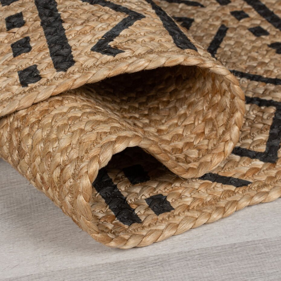 Loper - Luis Modern Laagpolig - Jute - Naturel / Beige / Zwart 60X230 Cm