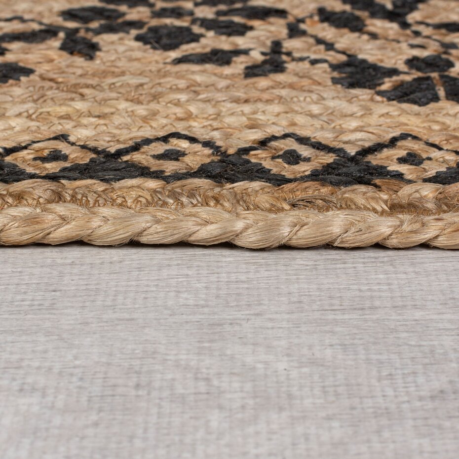 Loper - Maisie Modern Laagpolig - Jute - Kader - Naturel / Beige / Zwart 60X230 Cm