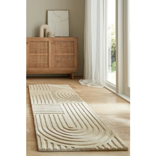 LOPER - ZEN MODERN JAPANDI - LAAGPOLIG - 100% WOL - NATUREL / BEIGE 60x230 CM