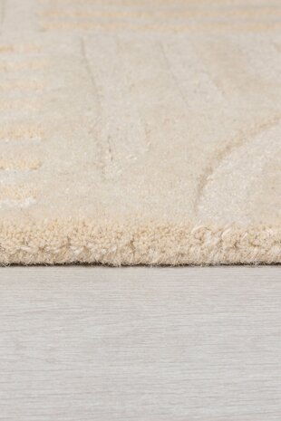 Loper - Zen Modern Japandi - Laagpolig - 100% Wol - Naturel / Beige 60X230 Cm