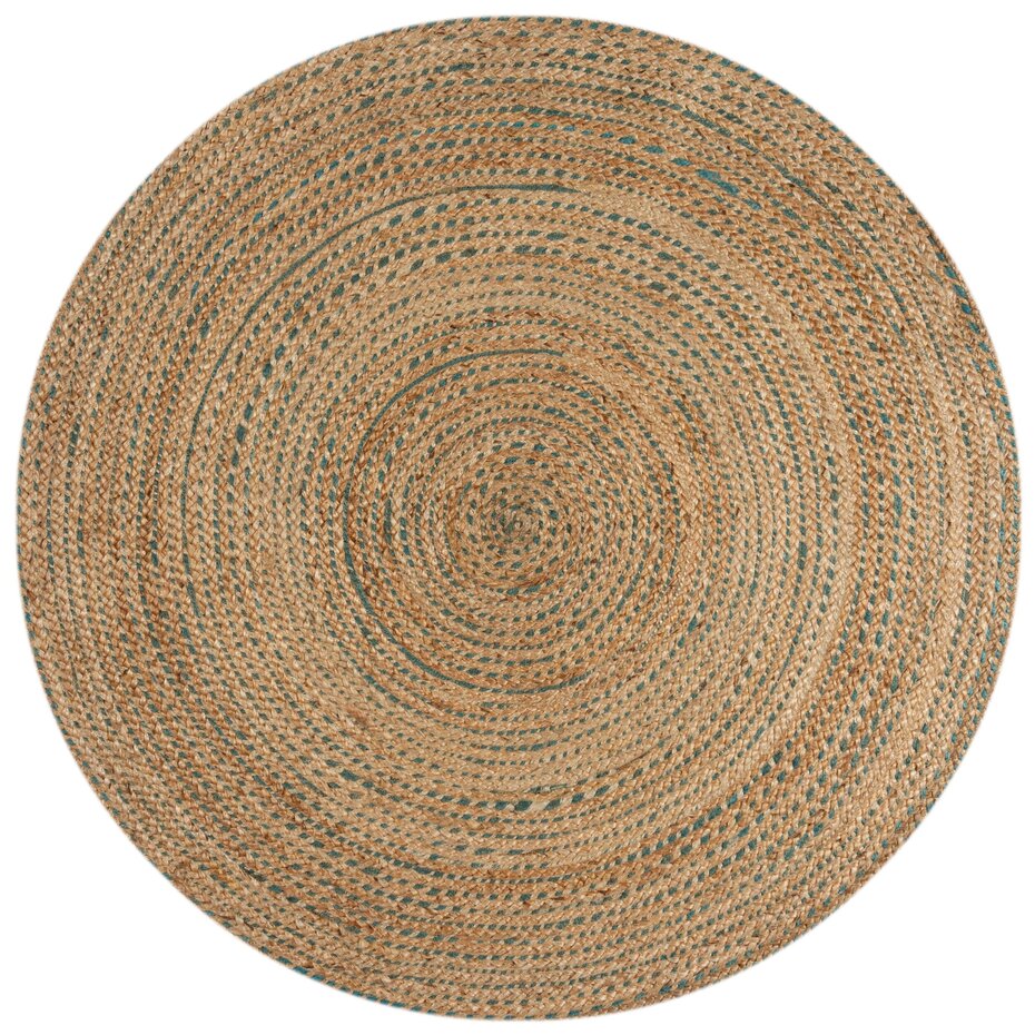 Rond Jute vloerkleed - Capri Naturel/Blauw