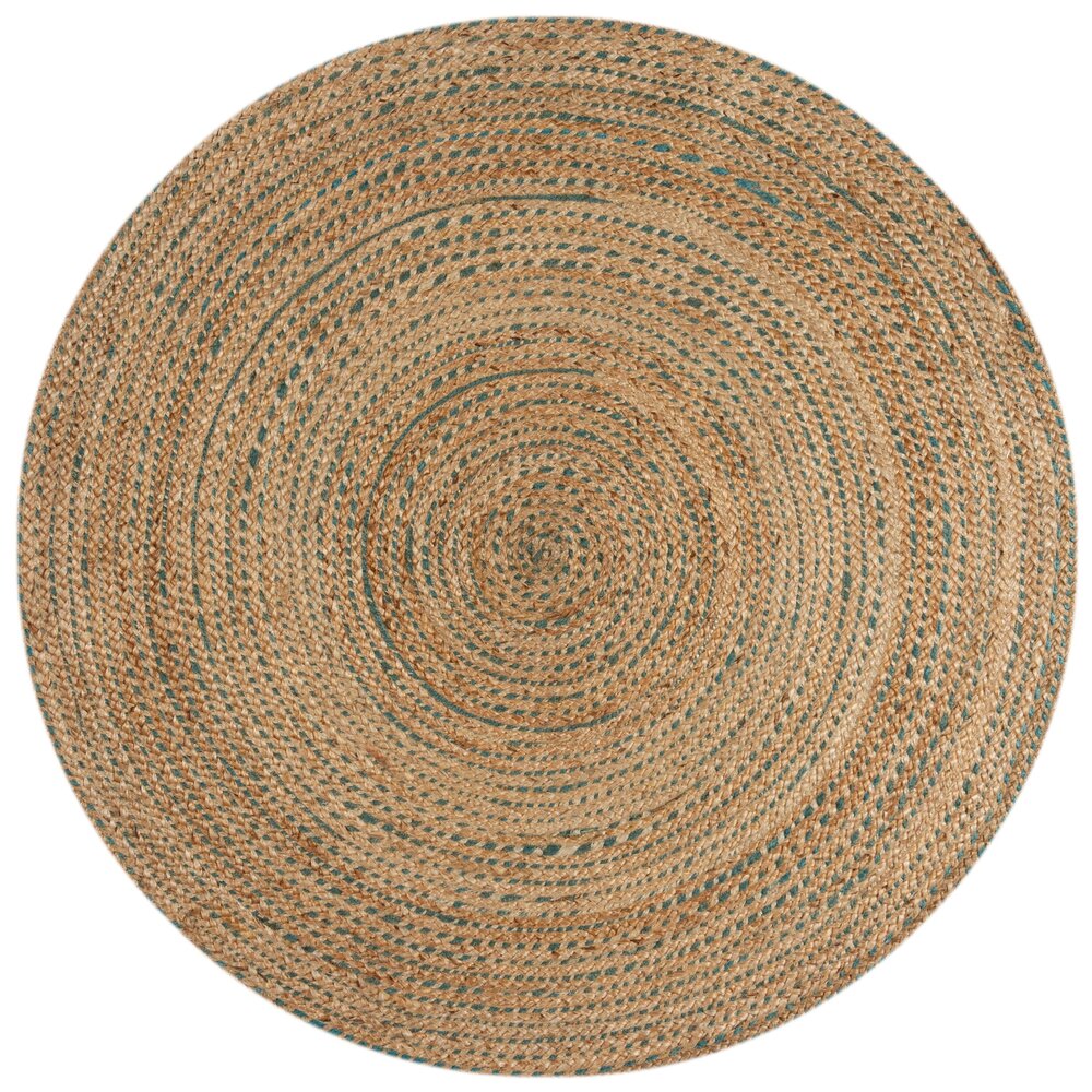 Rond Jute vloerkleed - Capri Naturel/Blauw