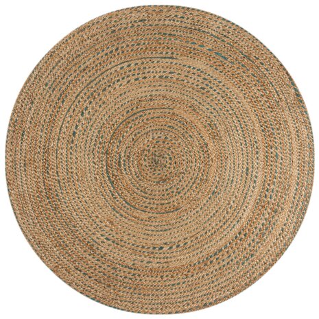 Rond Jute vloerkleed - Capri Naturel/Blauw