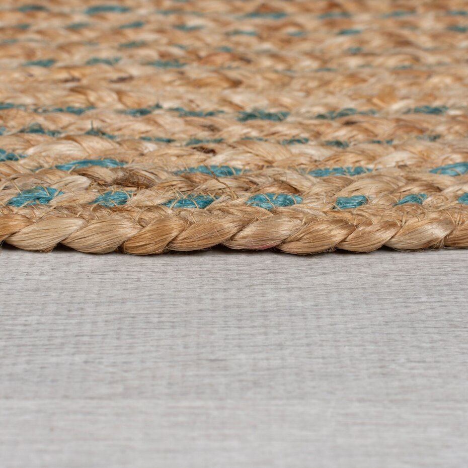 Rond Jute vloerkleed - Capri Naturel/Blauw
