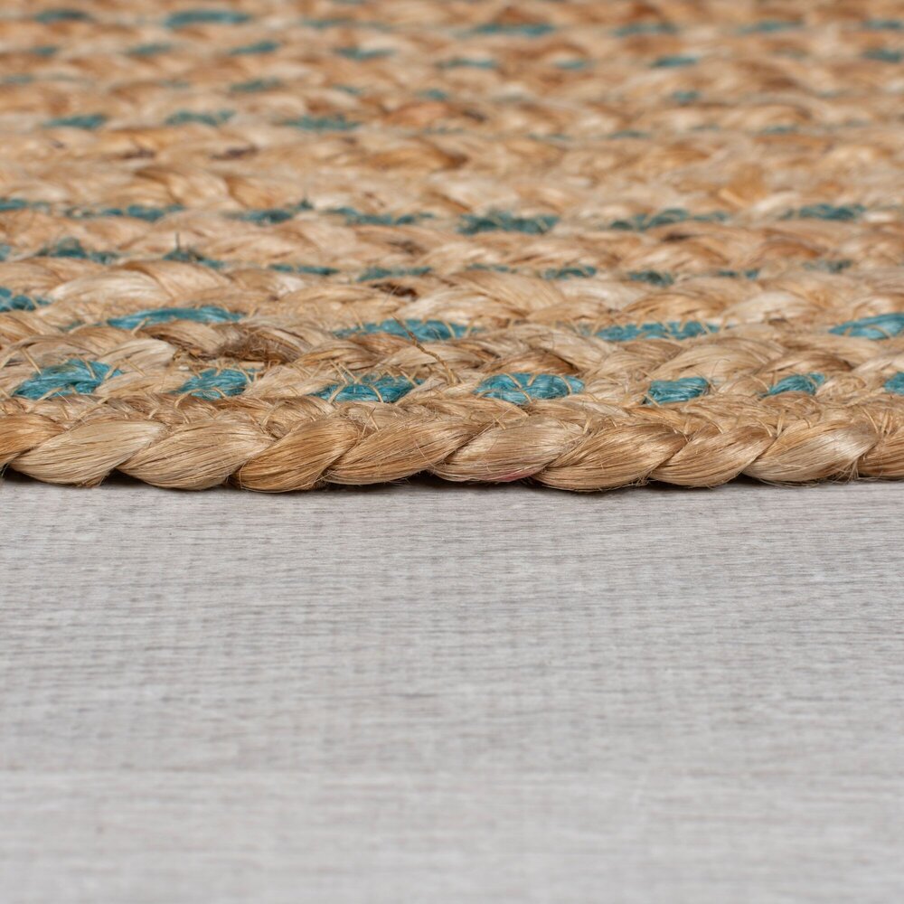 Rond Jute vloerkleed - Capri Naturel/Blauw
