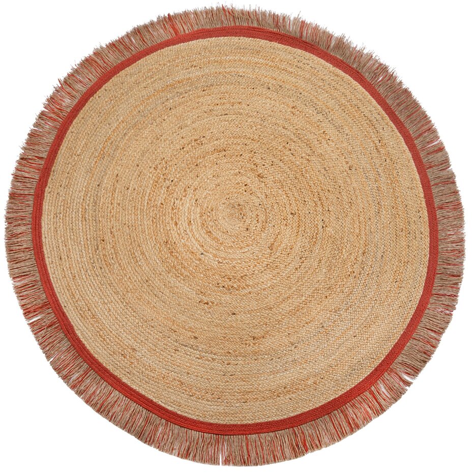 Rond Jute vloerkleed - Kahana Naturel/Terracotta Rond Jute vloerkleed - Kahana Naturel/Terracotta