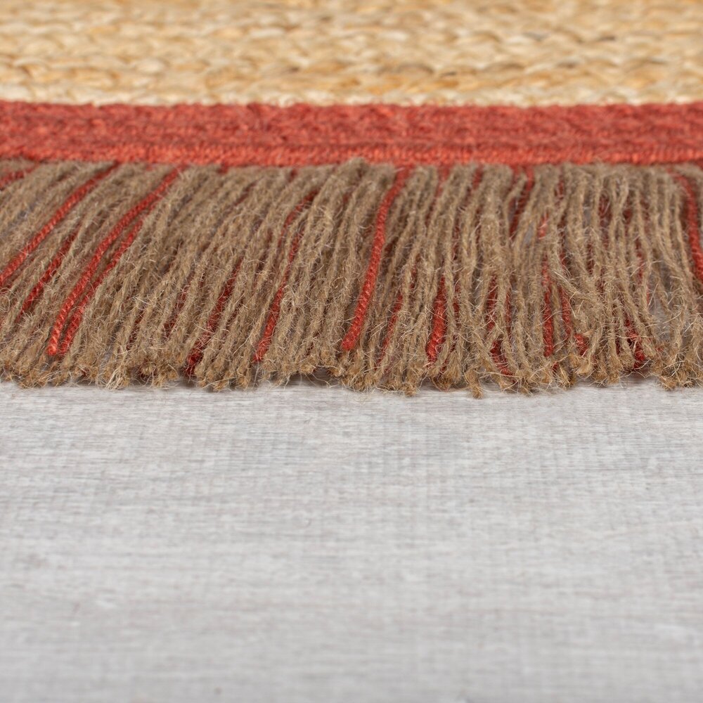 Flycarpets ROND JUTE VLOERKLEED - KAHANA NATUREL/TERRACOTTA