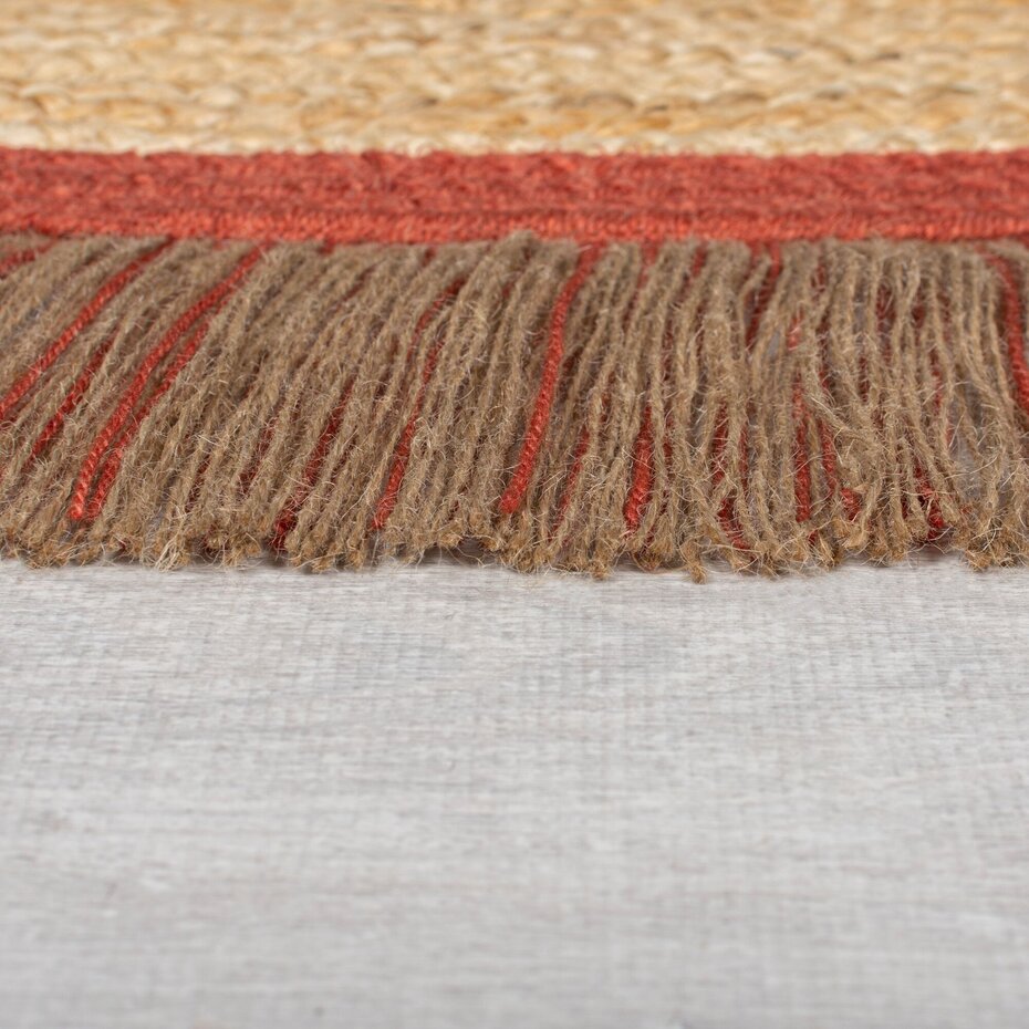 Rond Jute vloerkleed - Kahana Naturel/Terracotta Rond Jute vloerkleed - Kahana Naturel/Terracotta