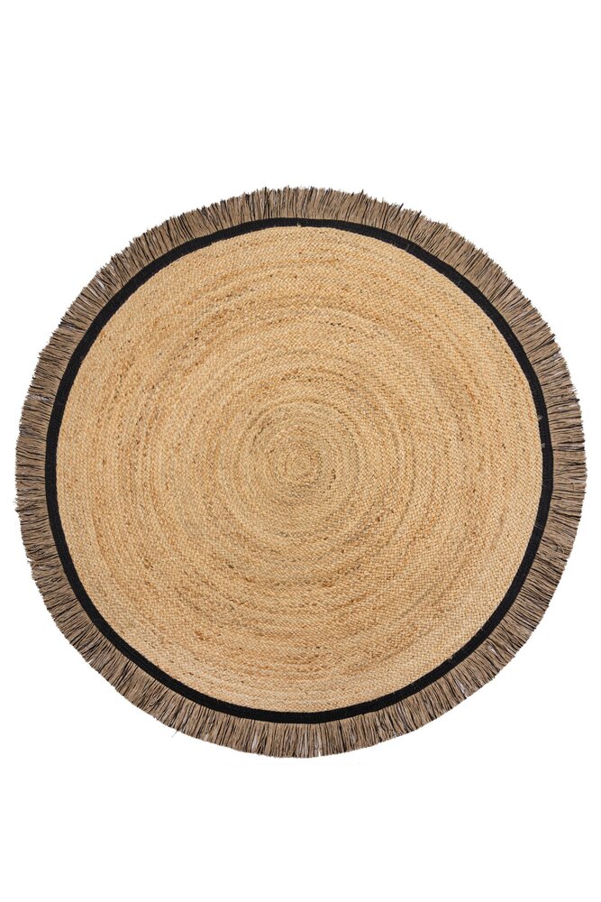 Rond Jute vloerkleed - Kahana Naturel/Zwart