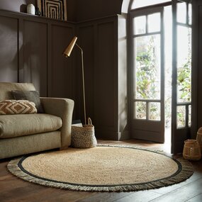 Rond Jute vloerkleed - Kahana Naturel/Zwart