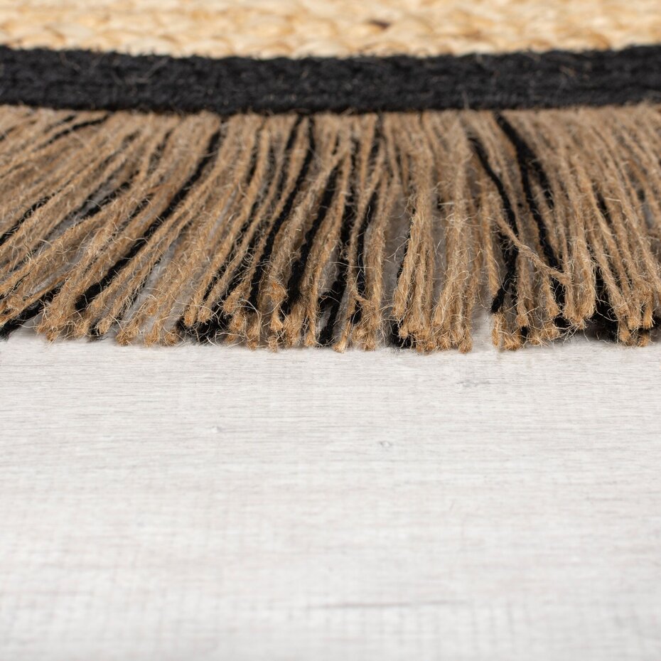Rond Jute vloerkleed - Kahana Naturel/Zwart