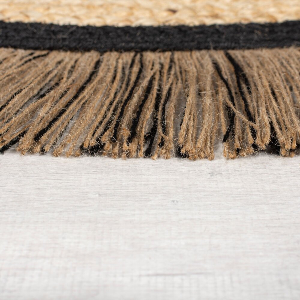 Rond Jute vloerkleed - Kahana Naturel/Zwart