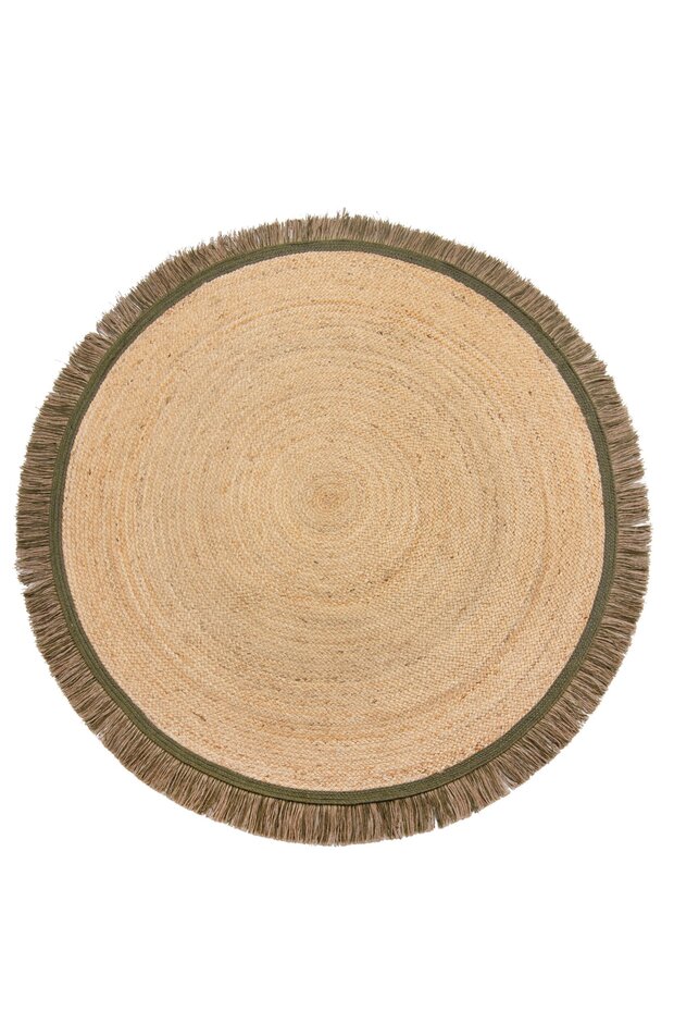 Rond Kader vloerkleed - Kahana - Kader - Jute - Groen Rond Kader vloerkleed - Kahana - Kader - Jute - Groen