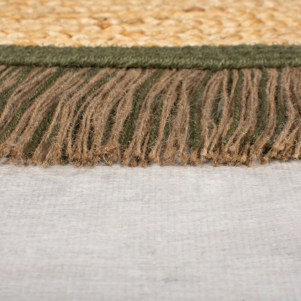 Rond Kader vloerkleed - Kahana - Kader - Jute - Groen Rond Kader vloerkleed - Kahana - Kader - Jute - Groen