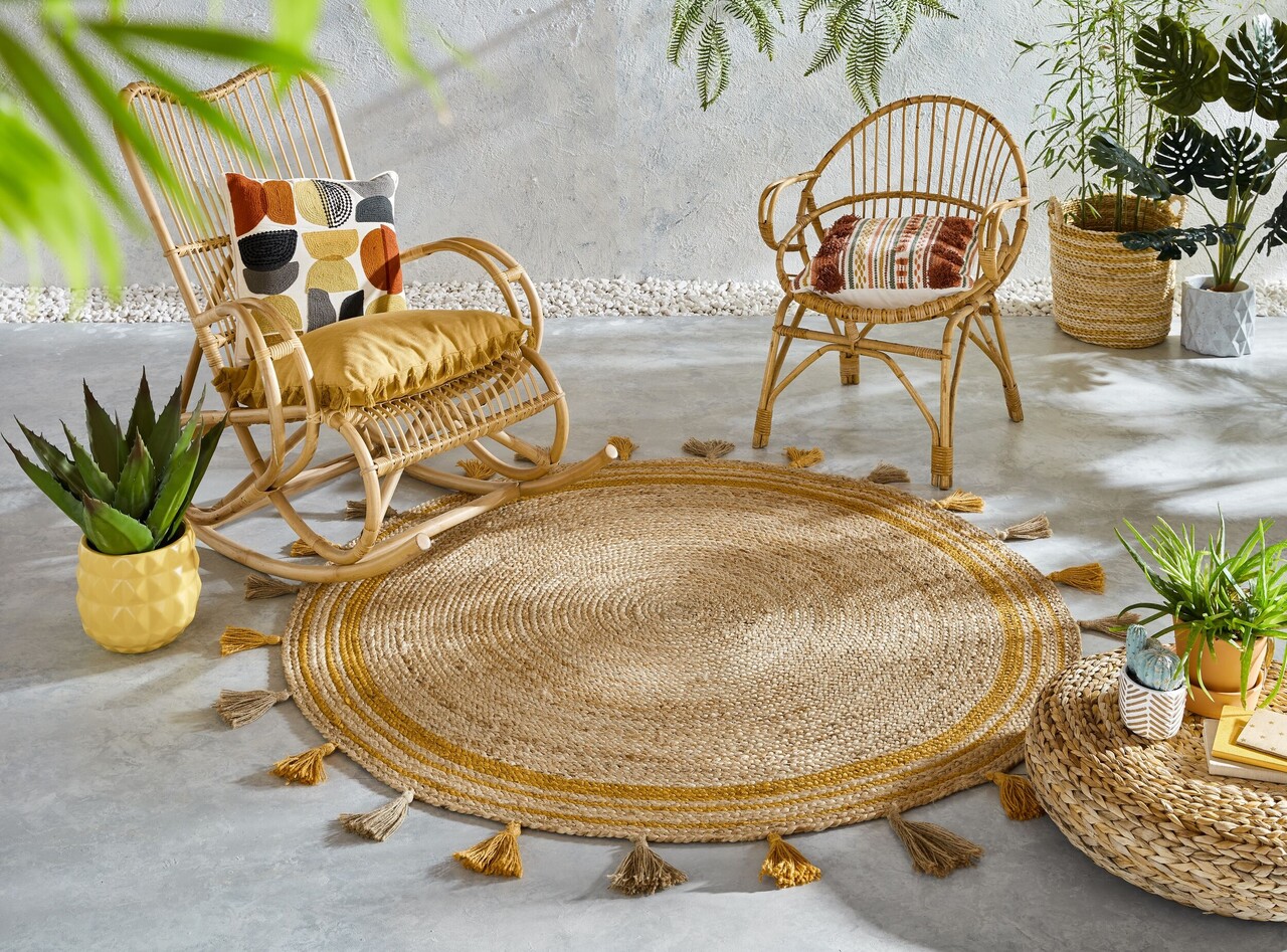 Rond Jute vloerkleed - Istanbul Naturel/Okergeel Rond Jute vloerkleed - Istanbul Naturel/Okergeel