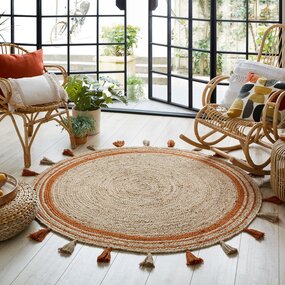 Rond Jute vloerkleed - Istanbul Naturel/Terracotta Rond Jute vloerkleed - Istanbul Naturel/Terracotta