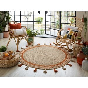 Flycarpets ROND JUTE VLOERKLEED - ISTANBUL NATUREL/TERRACOTTA