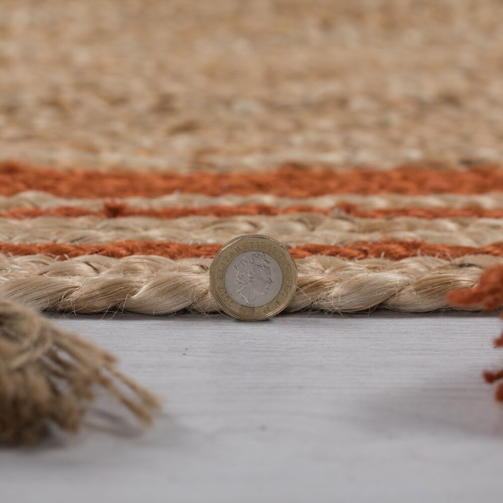 Flycarpets ROND JUTE VLOERKLEED - ISTANBUL NATUREL/TERRACOTTA