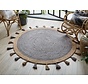 Rond Jute vloerkleed - Istanbul Naturel/Grijs