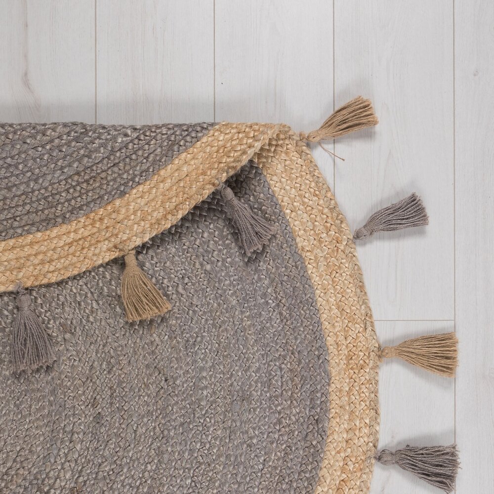Rond Jute vloerkleed - Istanbul Naturel/Grijs