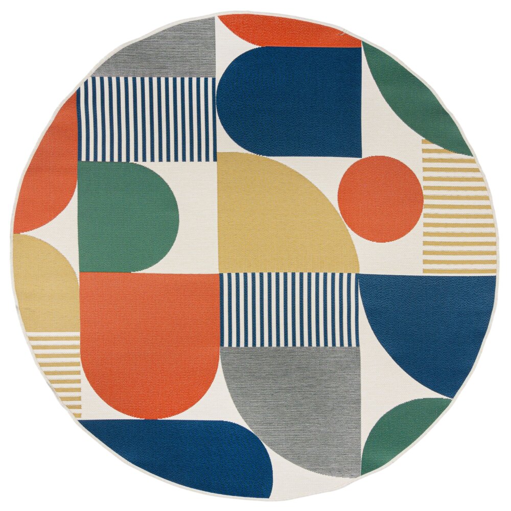 Rond Buitenkleed - Geo Fusion Kleurrijk Rond Buitenkleed - Geo Fusion Kleurrijk