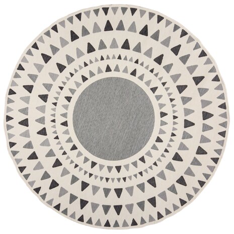 Rond Buitenkleed - Shadow Rays Grijs/Crème Ø160 Cm Rond Buitenkleed - Shadow Rays Grijs/Crème Ø160 Cm