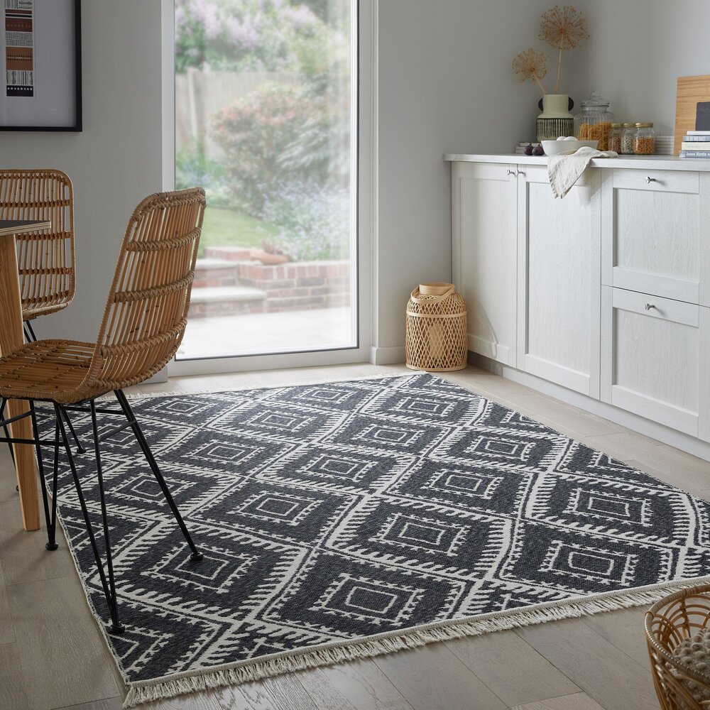 Geometrisch vloerkleed - Alix Gerecycled Grijs