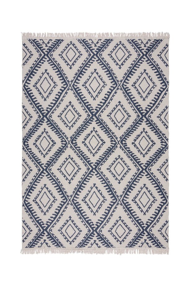 Geometrisch vloerkleed - Alix Gerecycled Blauw Geometrisch vloerkleed - Alix Gerecycled Blauw
