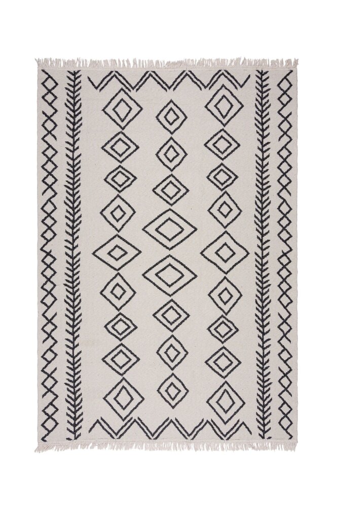 Geometrisch vloerkleed - Edie Gerecycled Zwart/Wit Geometrisch vloerkleed - Edie Gerecycled Zwart/Wit