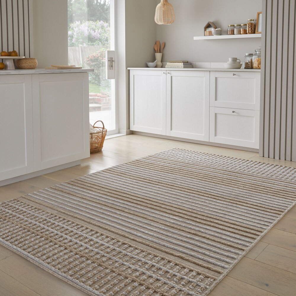 Wasbaar vloerkleed - Elton Beige Wasbaar vloerkleed - Elton Beige