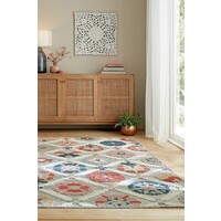 Flycarpets BINNEN- EN BUITENKLEED - FLORA GRIJS/MULTI