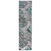 Flycarpets MODERNE LOPER - MARBLED GRIJS/TURQUOISE