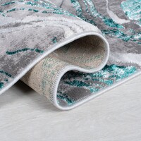 Flycarpets MODERNE LOPER - MARBLED GRIJS/TURQUOISE