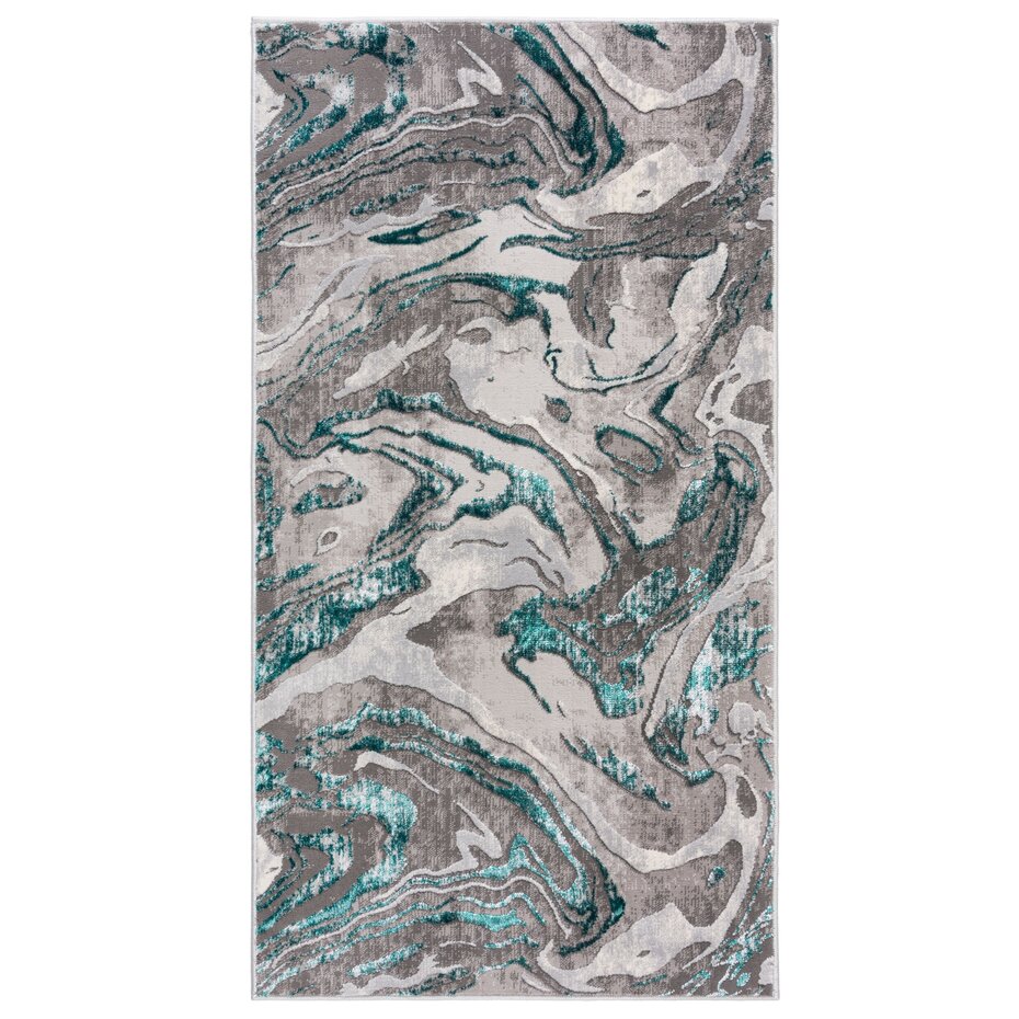 Modern vloerkleed - Marbled Grijs/Turquoise