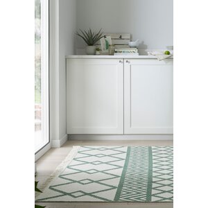 Flycarpets GEOMETRISCH VLOERKLEED - TEO GERECYCLED GROEN/CREME