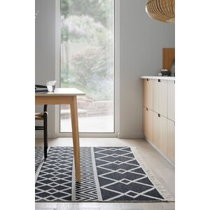 Flycarpets GEOMETRISCH VLOERKLEED - TEO GERECYCLED ZWART/WIT